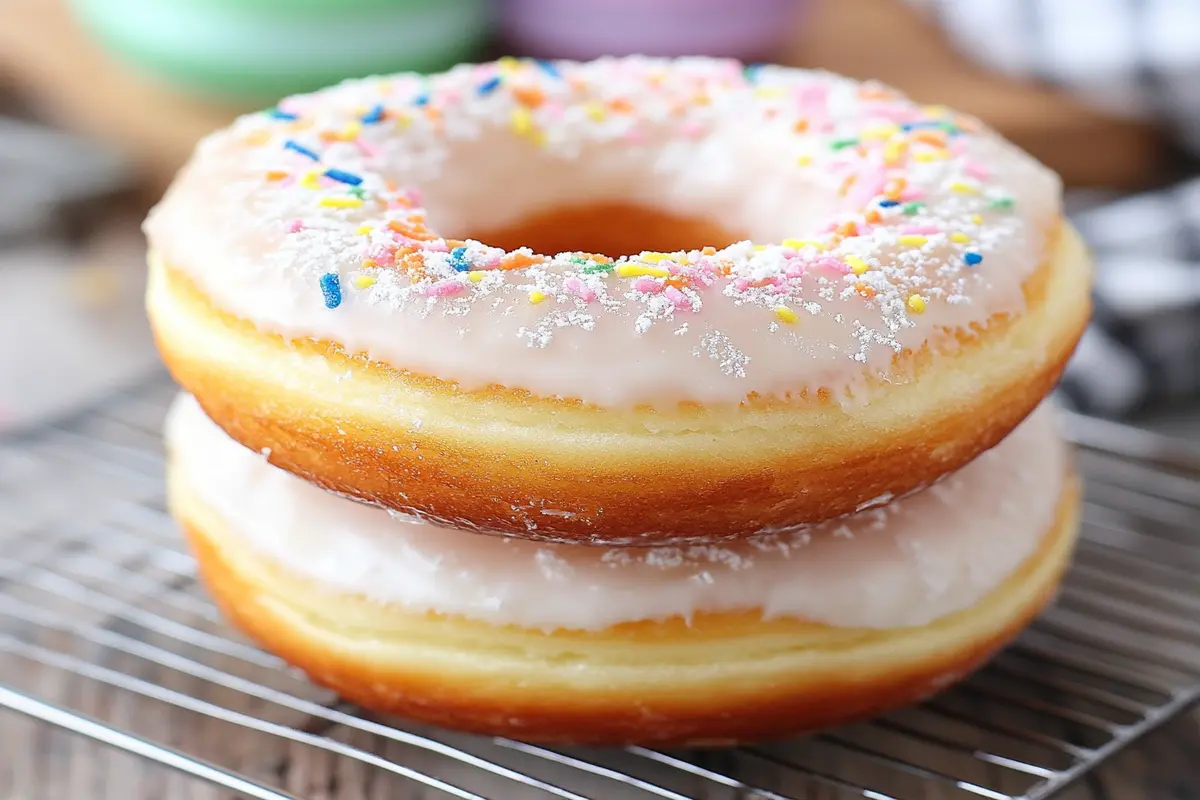 Freshly baked vanilla cream donut filled with rich vanilla cream.