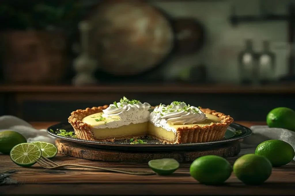 Classic Key Lime Pie with whipped cream and lime zest